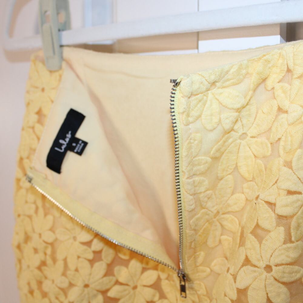 LULUs Spring It On Yellow Floral Embroidered Set Tie Strap Top Skirt | Small - Picture 12 of 13